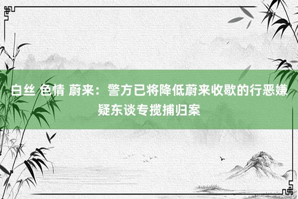 白丝 色情 蔚来：警方已将降低蔚来收歇的行恶嫌疑东谈专揽捕归案