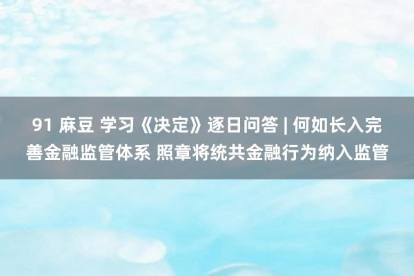 91 麻豆 学习《决定》逐日问答 | 何如长入完善金融监管体系 照章将统共金融行为纳入监管