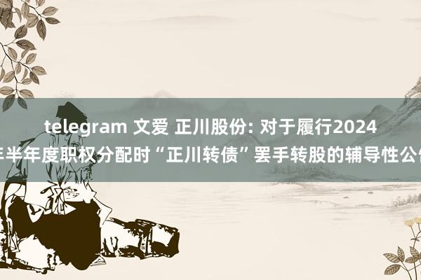 telegram 文爱 正川股份: 对于履行2024年半年度职权分配时“正川转债”罢手转股的辅导性公告