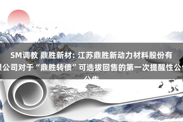 SM调教 鼎胜新材: 江苏鼎胜新动力材料股份有限公司对于“鼎胜转债”可选拔回售的第一次提醒性公告