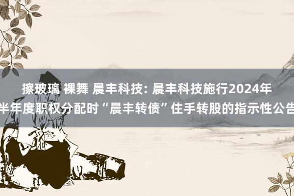 擦玻璃 裸舞 晨丰科技: 晨丰科技施行2024年半年度职权分配时“晨丰转债”住手转股的指示性公告