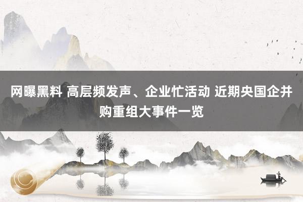 网曝黑料 高层频发声、企业忙活动 近期央国企并购重组大事件一览