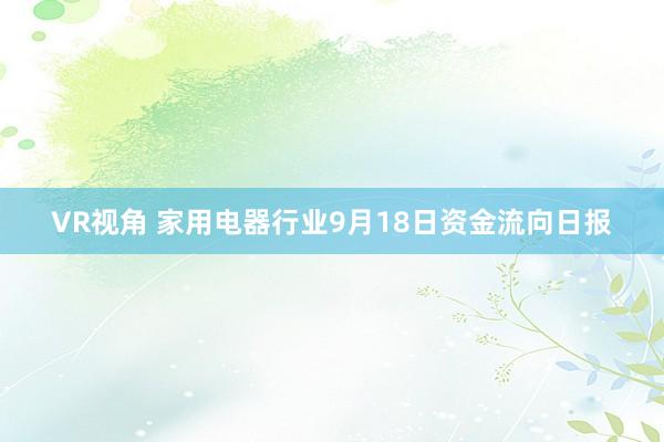 VR视角 家用电器行业9月18日资金流向日报