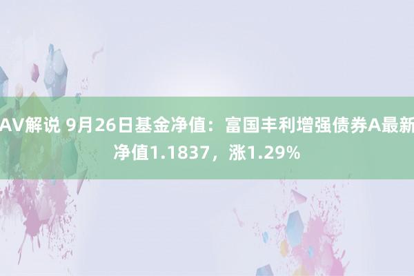 AV解说 9月26日基金净值：富国丰利增强债券A最新净值1.1837，涨1.29%