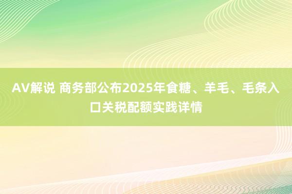 AV解说 商务部公布2025年食糖、羊毛、毛条入口关税配额实践详情