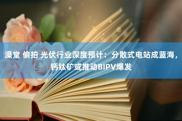 澡堂 偷拍 光伏行业深度预计：分散式电站成蓝海，钙钛矿或推动BIPV爆发