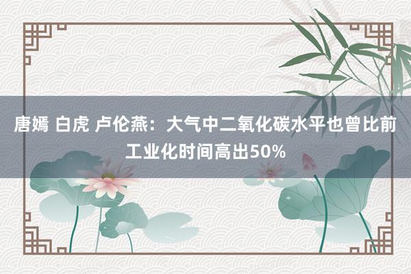 唐嫣 白虎 卢伦燕：大气中二氧化碳水平也曾比前工业化时间高出50%