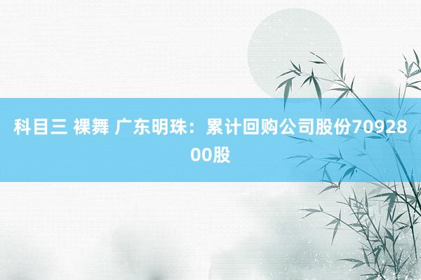 科目三 裸舞 广东明珠：累计回购公司股份7092800股