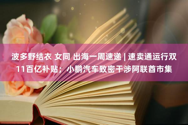 波多野结衣 女同 出海一周速递 | 速卖通运行双11百亿补贴；小鹏汽车致密干涉阿联酋市集