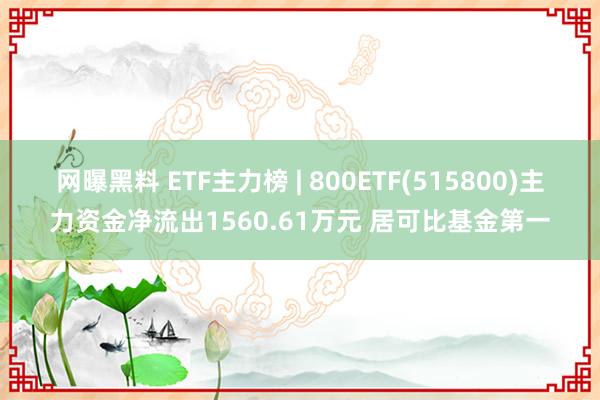 网曝黑料 ETF主力榜 | 800ETF(515800)主力资金净流出1560.61万元 居可比基金第一