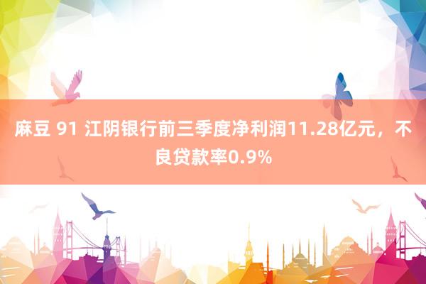 麻豆 91 江阴银行前三季度净利润11.28亿元，不良贷款率0.9%