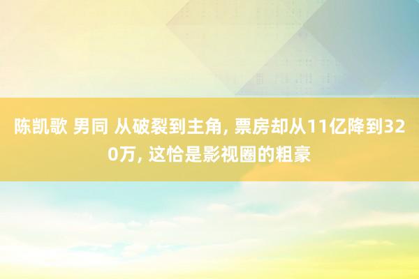 陈凯歌 男同 从破裂到主角， 票房却从11亿降到320万， 这恰是影视圈的粗豪