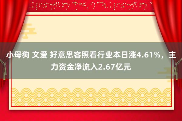 小母狗 文爱 好意思容照看行业本日涨4.61%，主力资金净流入2.67亿元