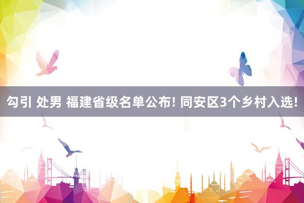 勾引 处男 福建省级名单公布! 同安区3个乡村入选!