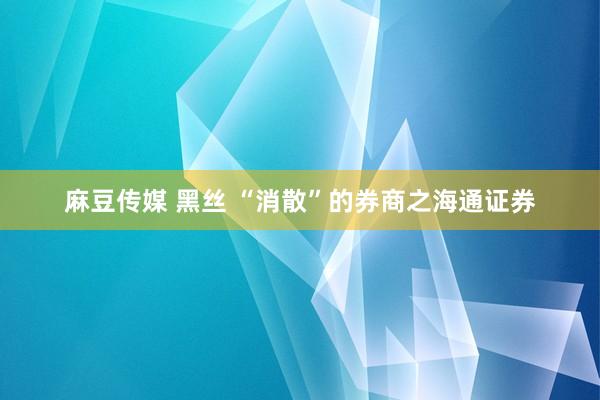 麻豆传媒 黑丝 “消散”的券商之海通证券