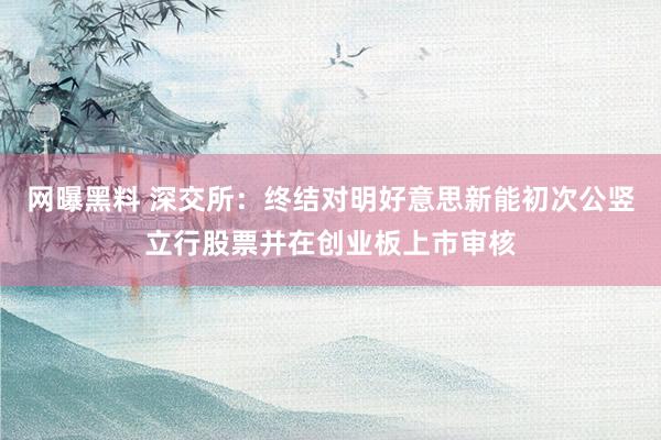 网曝黑料 深交所：终结对明好意思新能初次公竖立行股票并在创业板上市审核